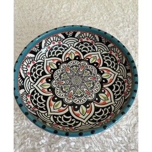 Rio Salado Hand Painted Ceramic Mandala Bowl Spain 7”